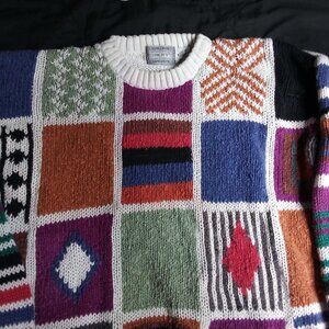 Vintage Concrete Abstract Tile Geometric Color Block Crewneck Sweater